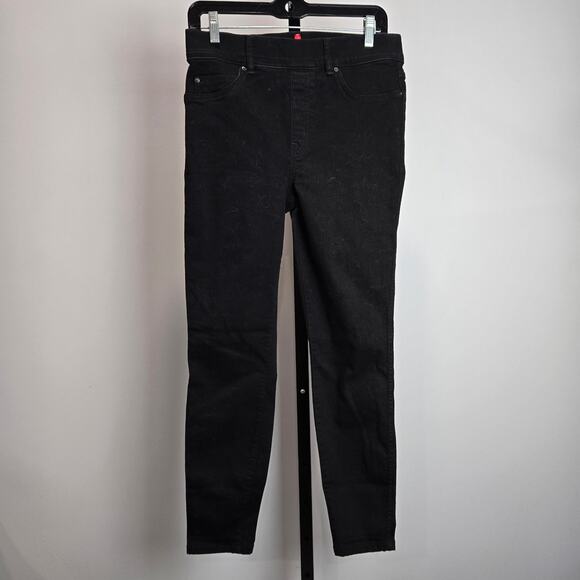 Spanx Ankle Skinny Pull On Denim Jeans Tummy Control Black Grunge Emo Medium - Picture 1 of 7